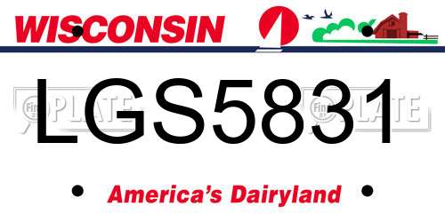 LGS5831 Wisconsin License Plate
