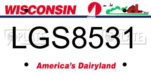 LGS8531 Wisconsin License Plate