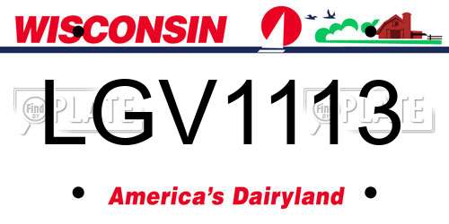 LGV1113 Wisconsin License Plate