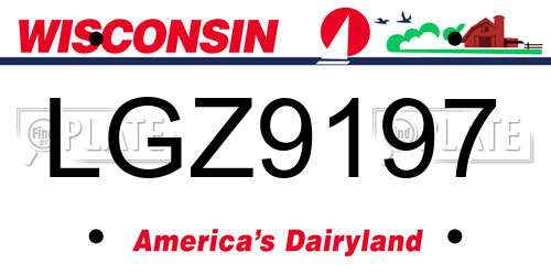 LGZ9197 Wisconsin License Plate