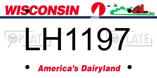 LH1197 Wisconsin License Plate