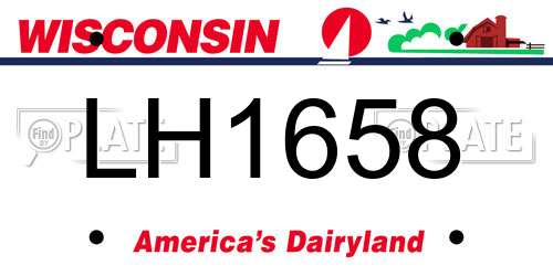 LH1658 Wisconsin License Plate