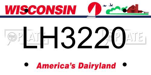 LH3220 Wisconsin License Plate