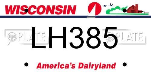 LH385 Wisconsin License Plate