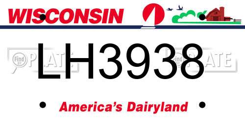 LH3938 Wisconsin License Plate