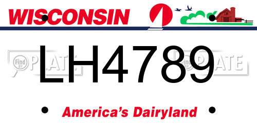 LH4789 Wisconsin License Plate