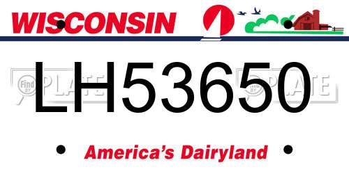 LH53650 Wisconsin License Plate