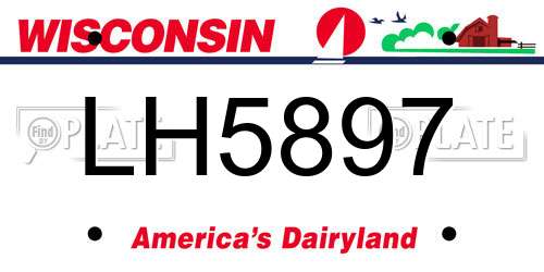 LH5897 Wisconsin License Plate