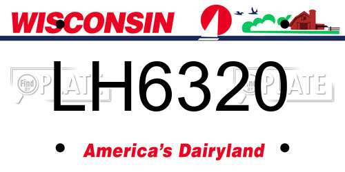 LH6320 Wisconsin License Plate