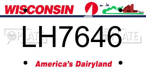 LH7646 Wisconsin License Plate