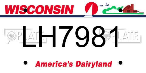 LH7981 Wisconsin License Plate