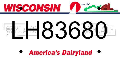 LH83680 Wisconsin License Plate