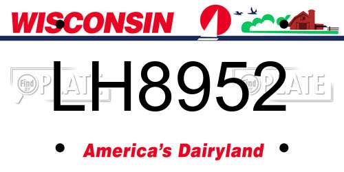 LH8952 Wisconsin License Plate