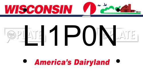 LI1P0N Wisconsin License Plate