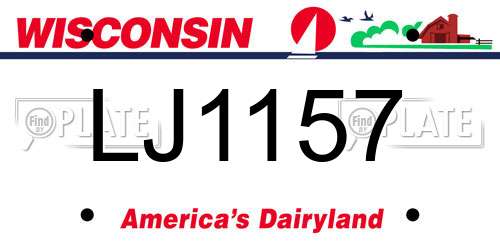 LJ1157 Wisconsin License Plate