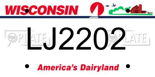 LJ2202 Wisconsin License Plate