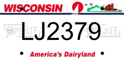 LJ2379 Wisconsin License Plate