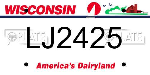 LJ2425 Wisconsin License Plate