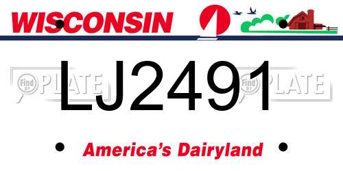 LJ2491 Wisconsin License Plate