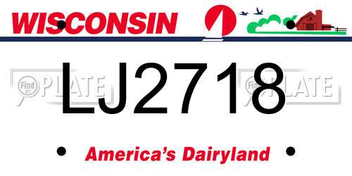 LJ2718 Wisconsin License Plate