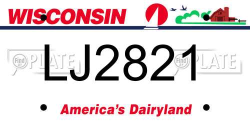 LJ2821 Wisconsin License Plate