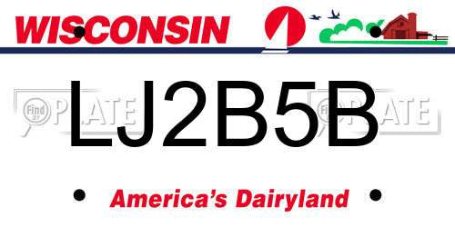 LJ2B5B Wisconsin License Plate