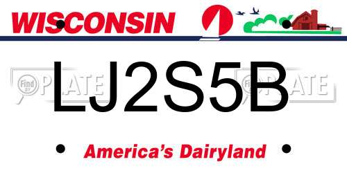 LJ2S5B Wisconsin License Plate