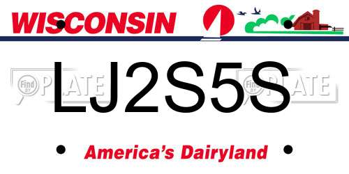LJ2S5S Wisconsin License Plate