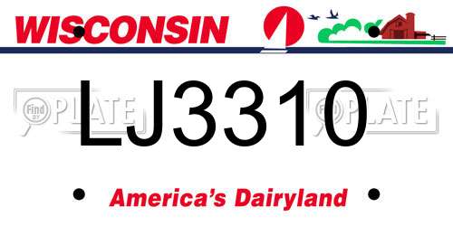 LJ3310 Wisconsin License Plate