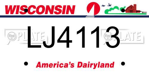 LJ4113 Wisconsin License Plate
