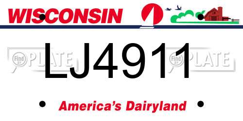 LJ4911 Wisconsin License Plate