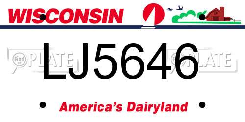 LJ5646 Wisconsin License Plate