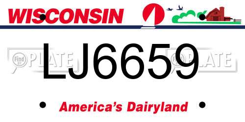 LJ6659 Wisconsin License Plate
