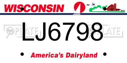 LJ6798 Wisconsin License Plate