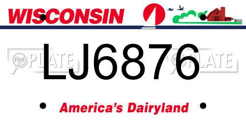 LJ6876 Wisconsin License Plate