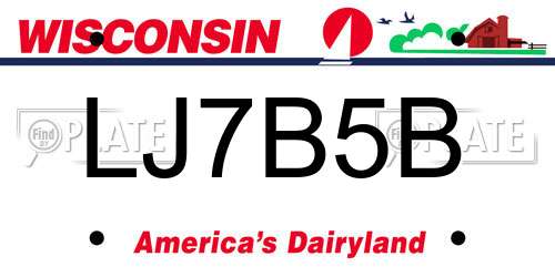 LJ7B5B Wisconsin License Plate
