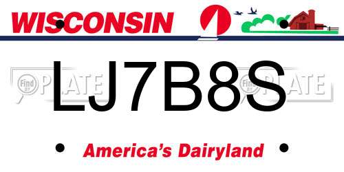 LJ7B8S Wisconsin License Plate