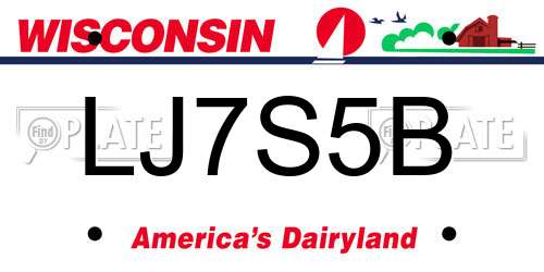 LJ7S5B Wisconsin License Plate