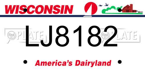 LJ8182 Wisconsin License Plate
