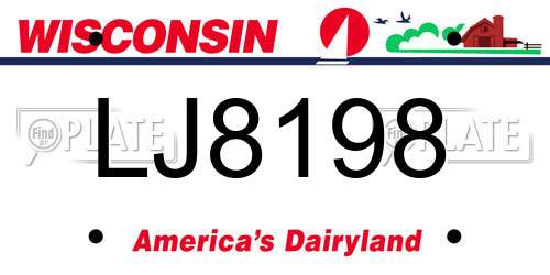 LJ8198 Wisconsin License Plate