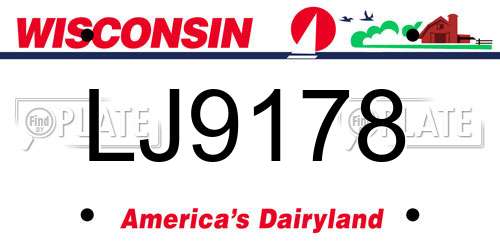 LJ9178 Wisconsin License Plate