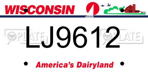 LJ9612 Wisconsin License Plate