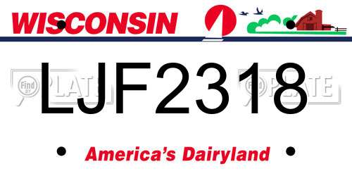 LJF2318 Wisconsin License Plate