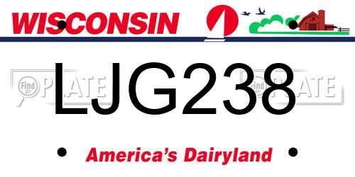 LJG238 Wisconsin License Plate