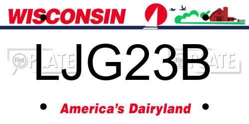 LJG23B Wisconsin License Plate