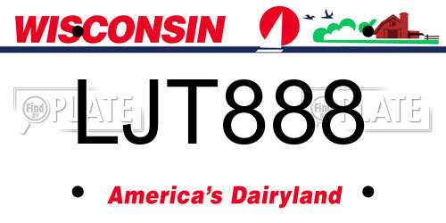 LJT888 Wisconsin License Plate