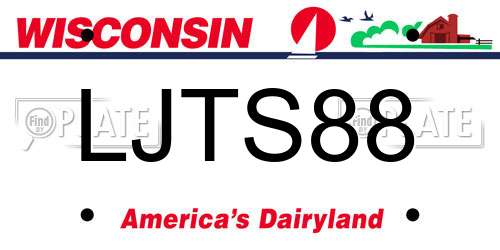 LJTS88 Wisconsin License Plate