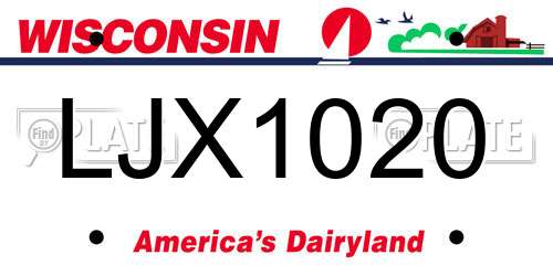 LJX1020 Wisconsin License Plate