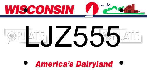 LJZ555 Wisconsin License Plate