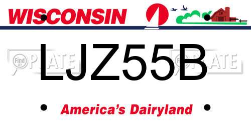 LJZ55B Wisconsin License Plate